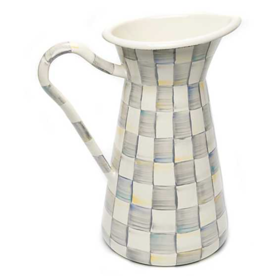 MacKenzie Childs Sterling Check Enamel Practical Pitcher