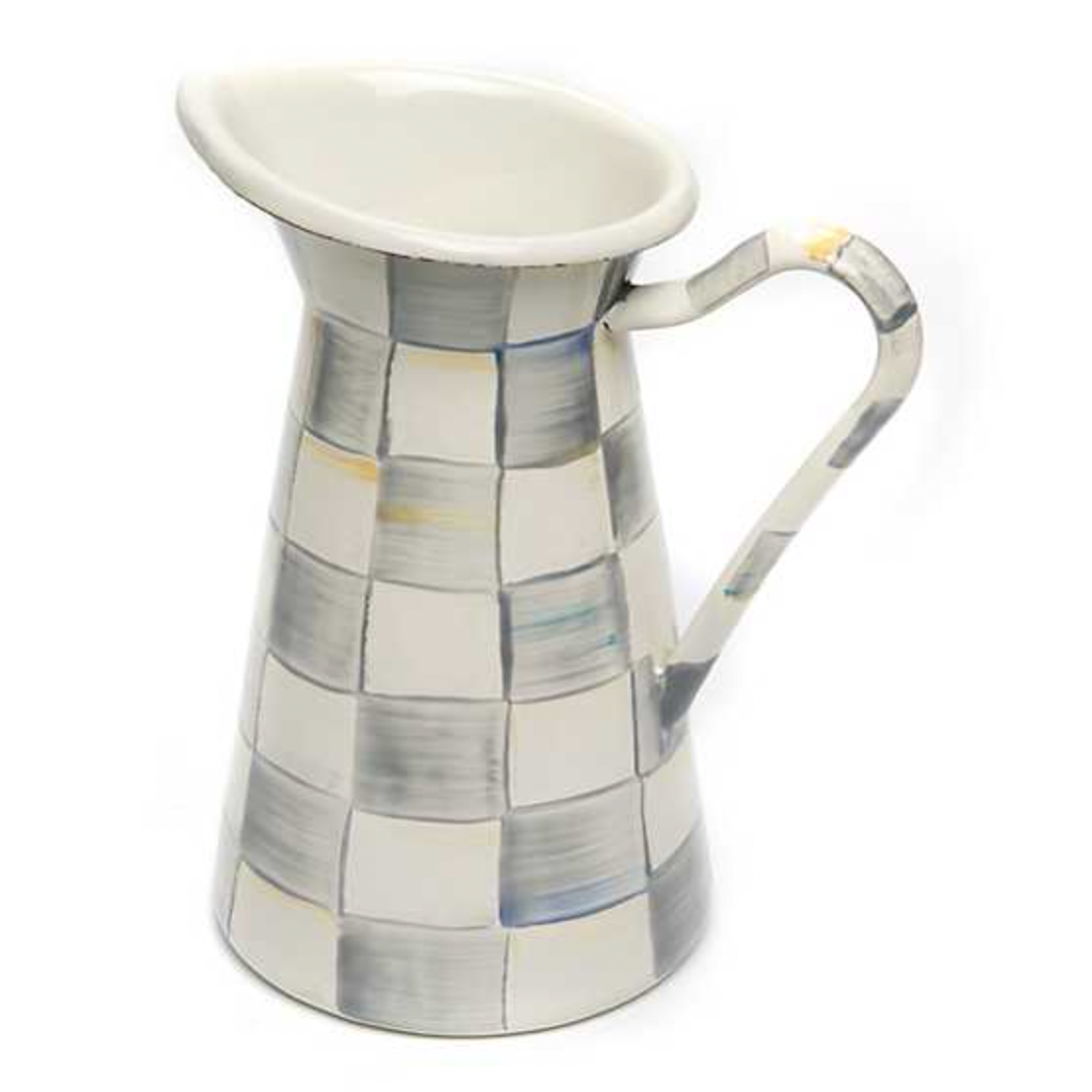 MacKenzie Childs Sterling Check Enamel Practical Pitcher