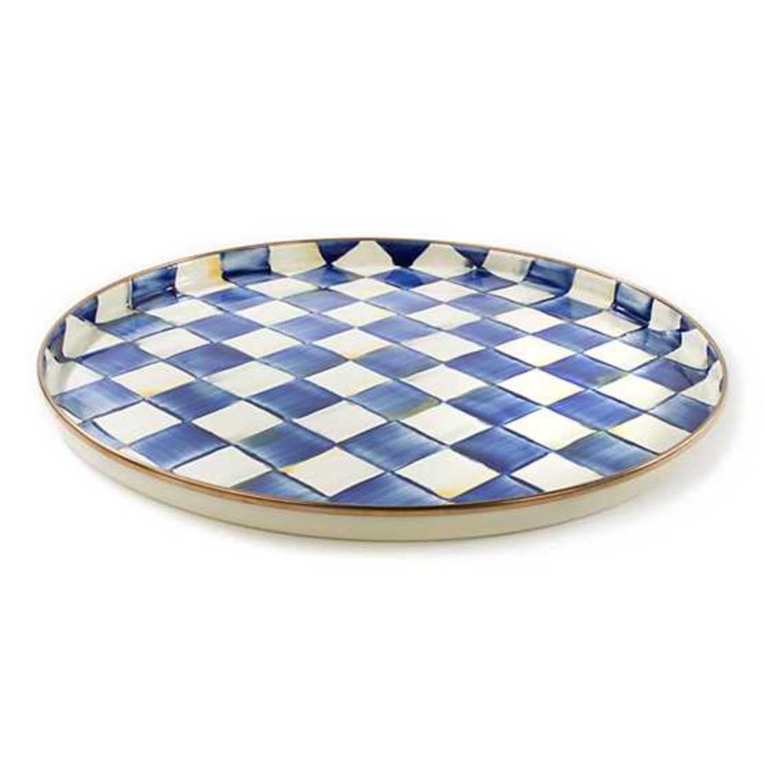 MacKenzie Childs Royal Check Enamel Round Tray
