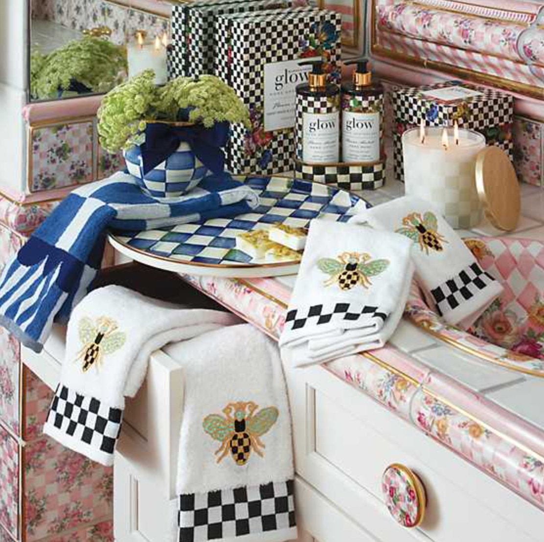 MacKenzie Childs Royal Check Enamel Round Tray