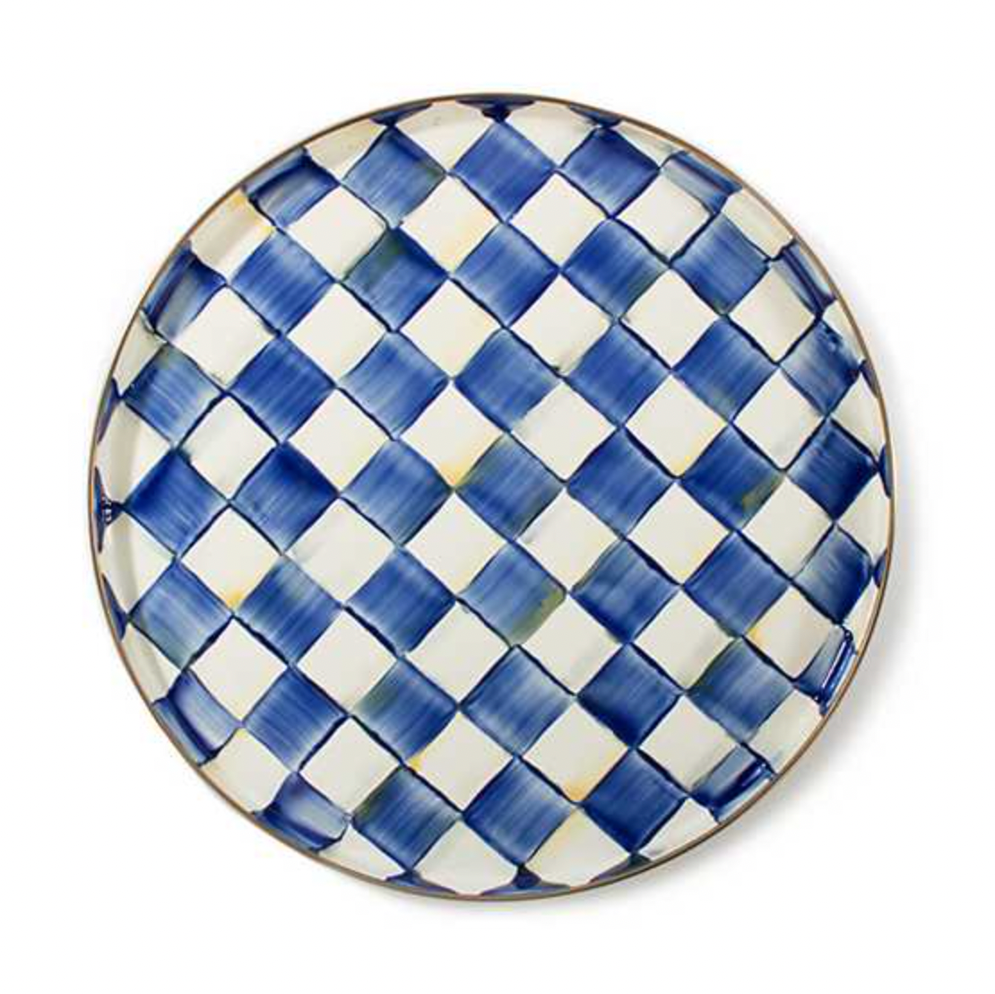 MacKenzie Childs Royal Check Enamel Round Tray