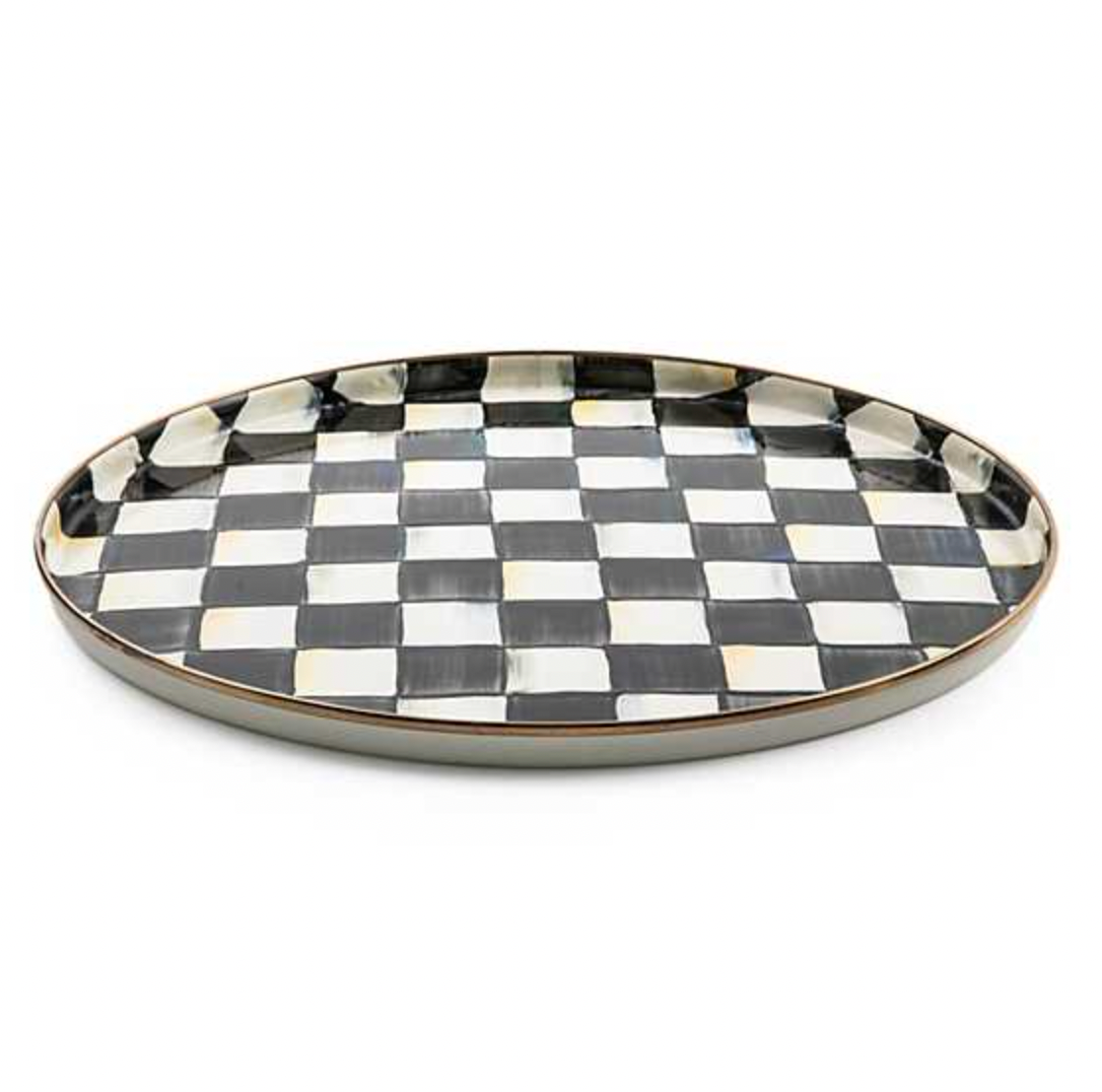 MacKenzie Childs Courtly Check Enamel Round Tray