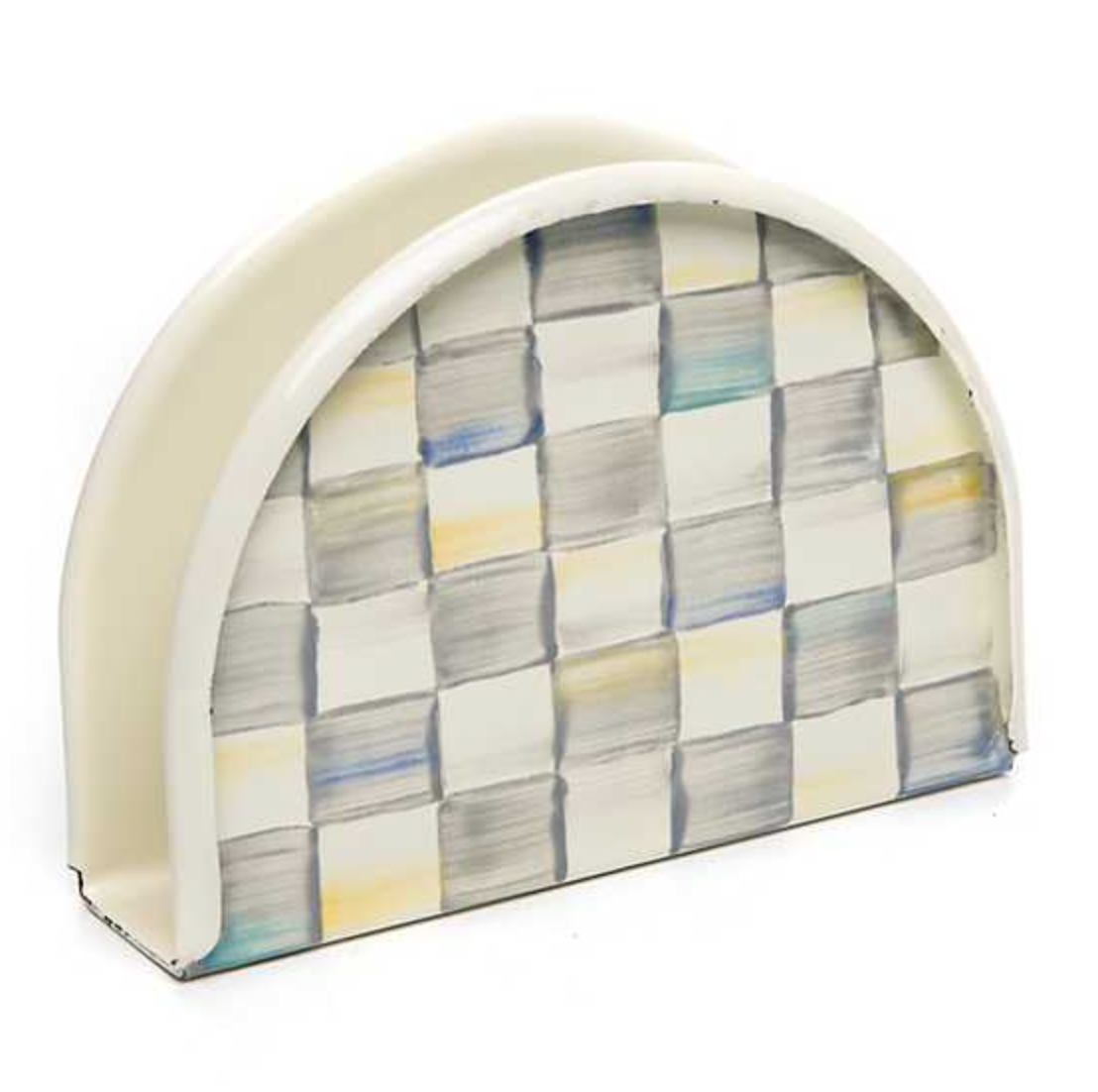 MacKenzie Childs Sterling Check Enamel Napkin Holder