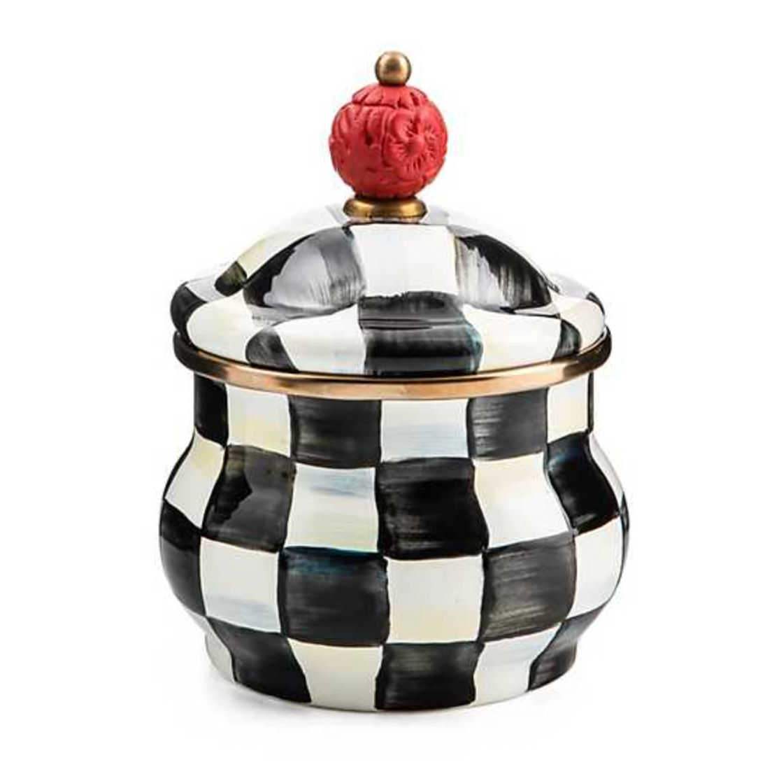 MacKenzie Childs Courtly Check Enamel Lidded Sugar Bowl