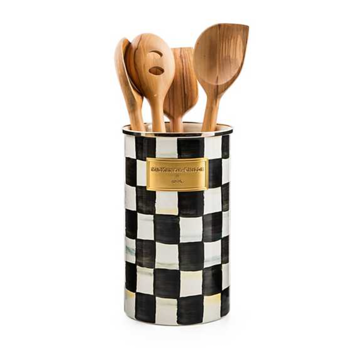 MacKenzie Childs Courtly Check Enamel Utensil Holder