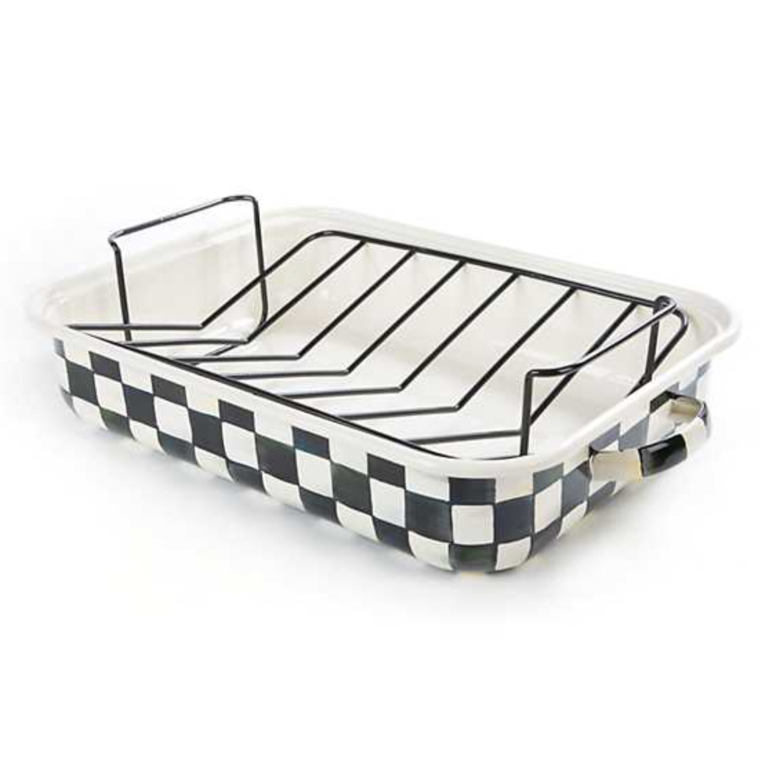 MacKenzie Childs Courtly Check Enamel Roasting Pan with Rack