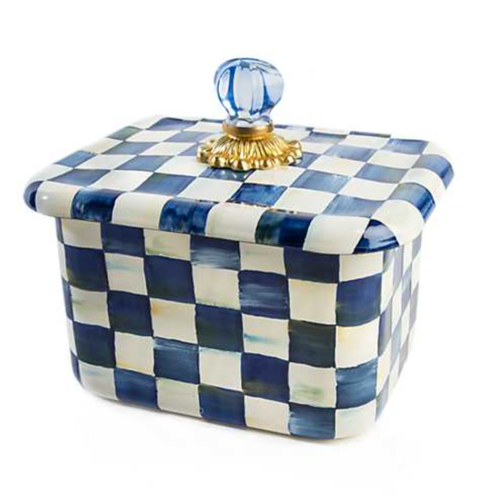 MacKenzie Childs Royal Check Enamel Recipe Box