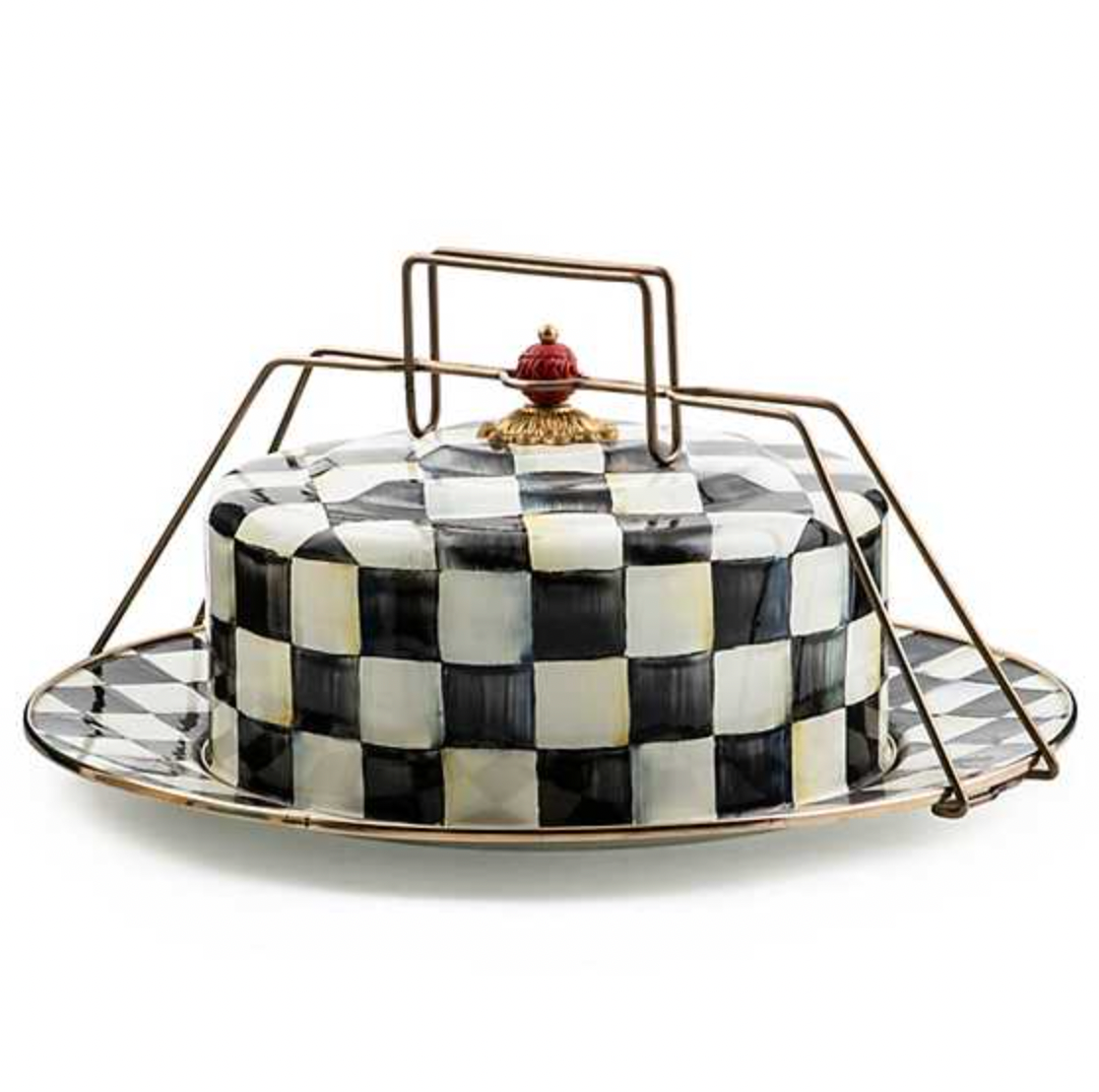 MacKenzie Childs Courtly Check Enamel Cake Carrier