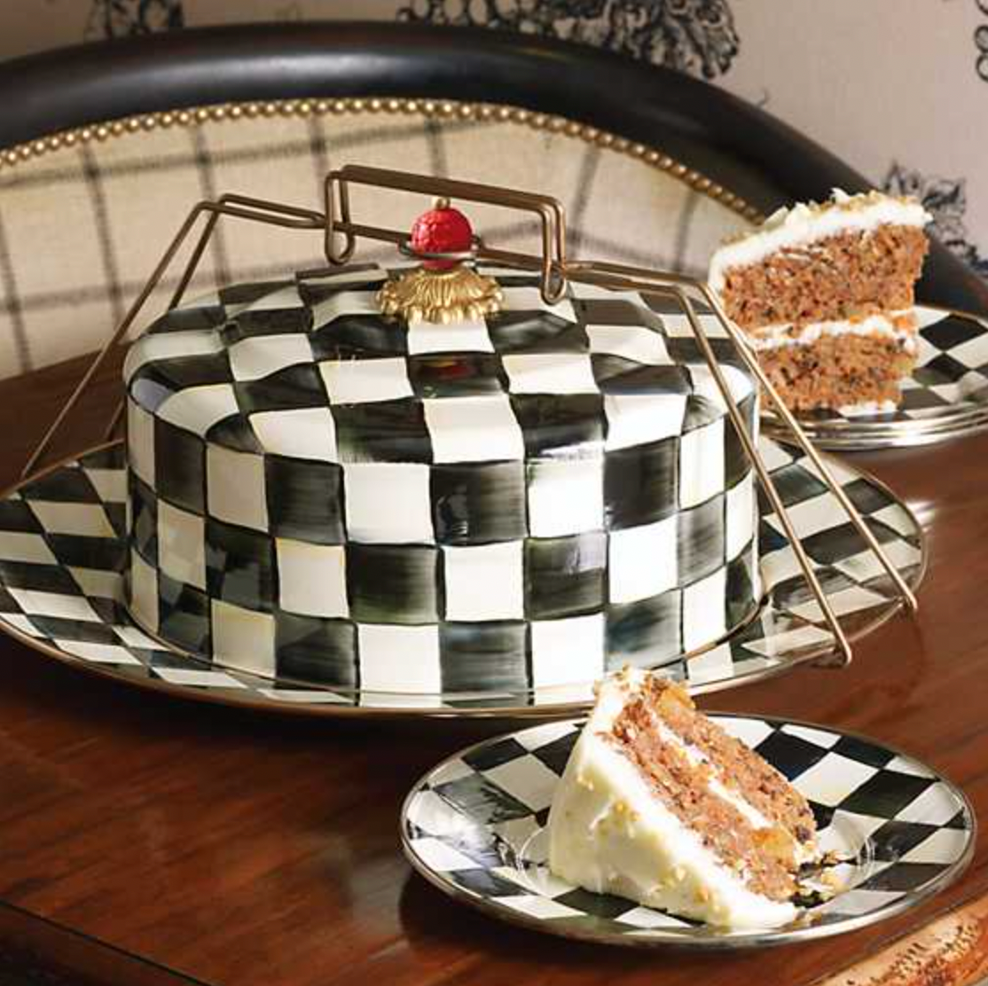 MacKenzie Childs Courtly Check Enamel Cake Carrier