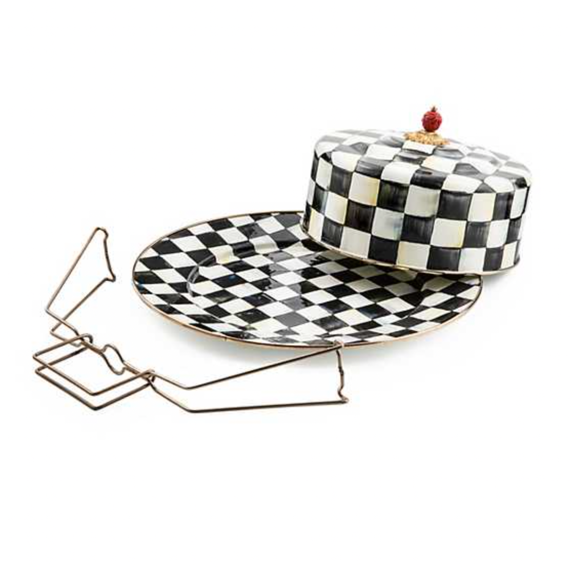 MacKenzie Childs Courtly Check Enamel Cake Carrier