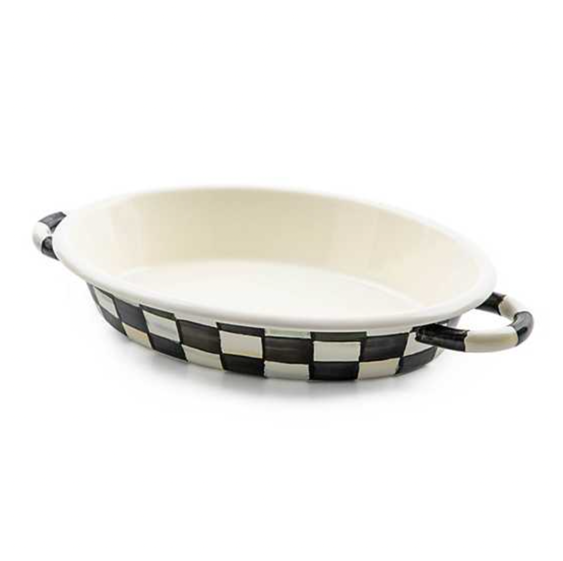 MacKenzie Childs Courtly Check Enamel Oval Gratin Dish