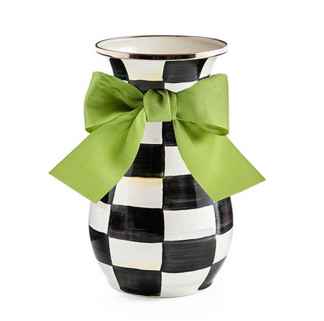 MacKenzie Childs Tall Courtly Check Enamel Vase