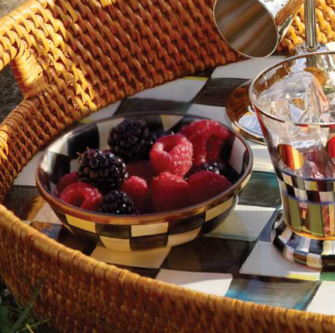 MacKenzie Childs Courtly Check Enamel Relish Dish