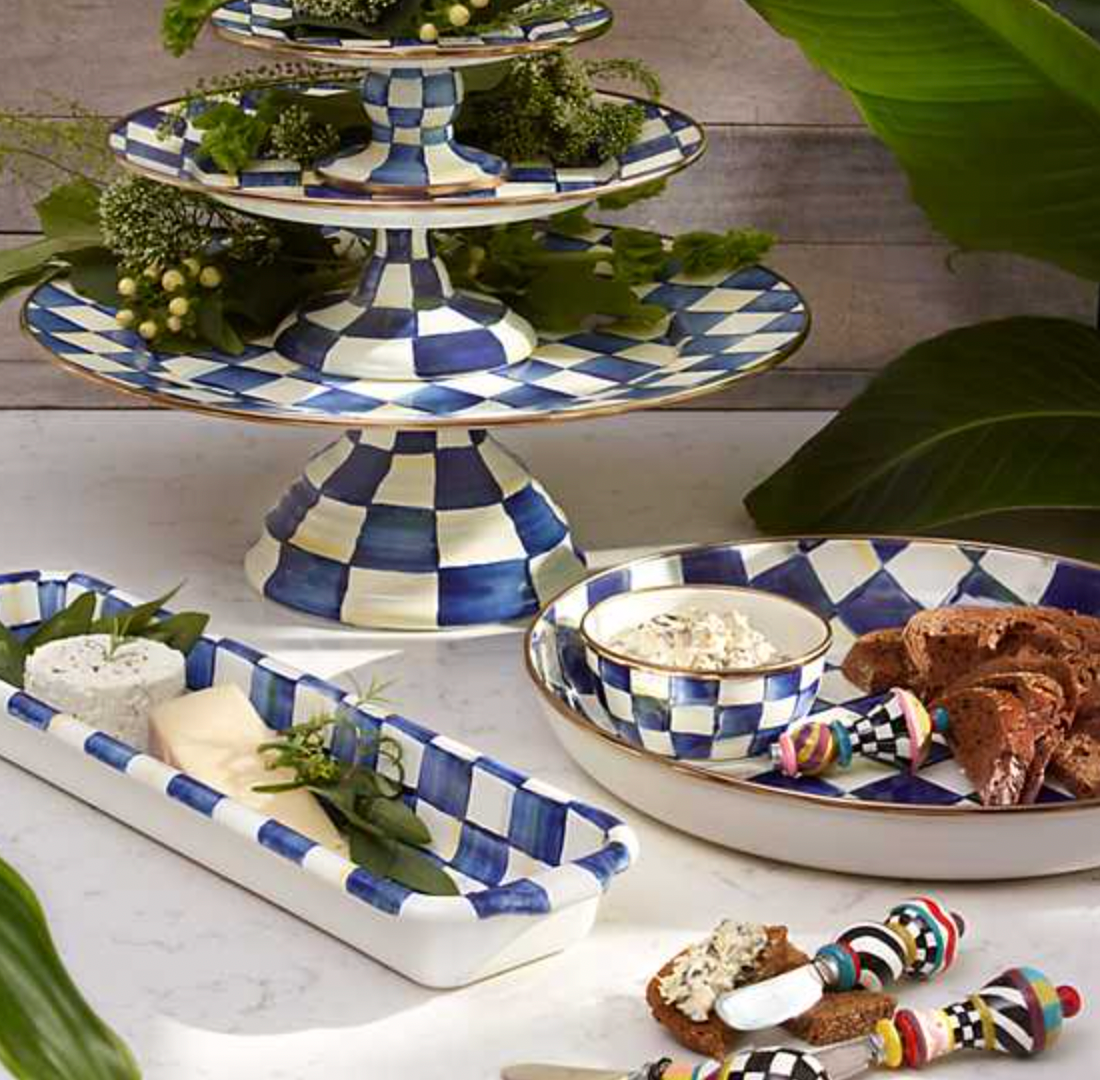 MacKenzie Childs Royal Check Enamel Abundant Bowl