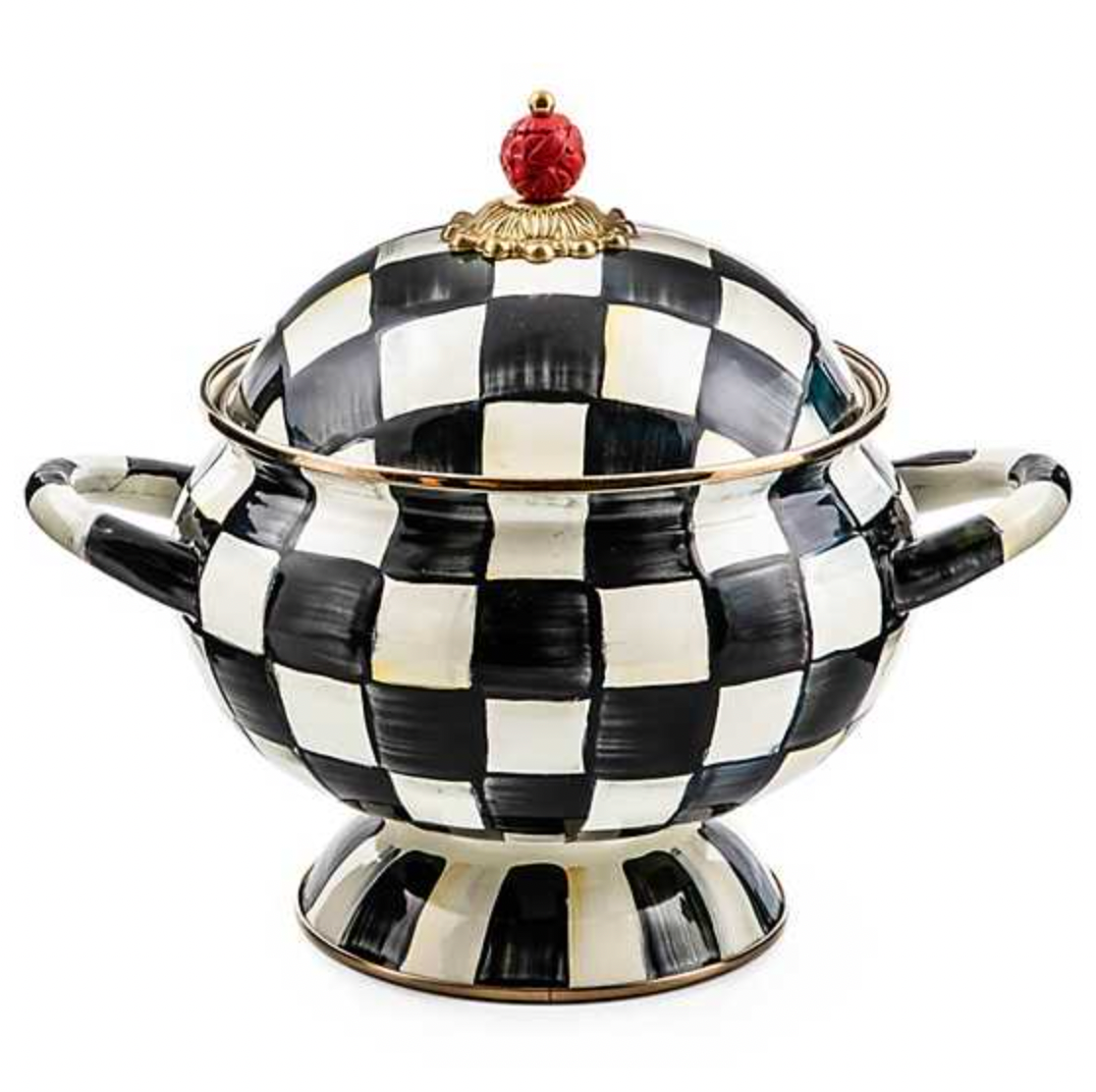 MacKenzie Childs Courtly Check Enamel Tureen