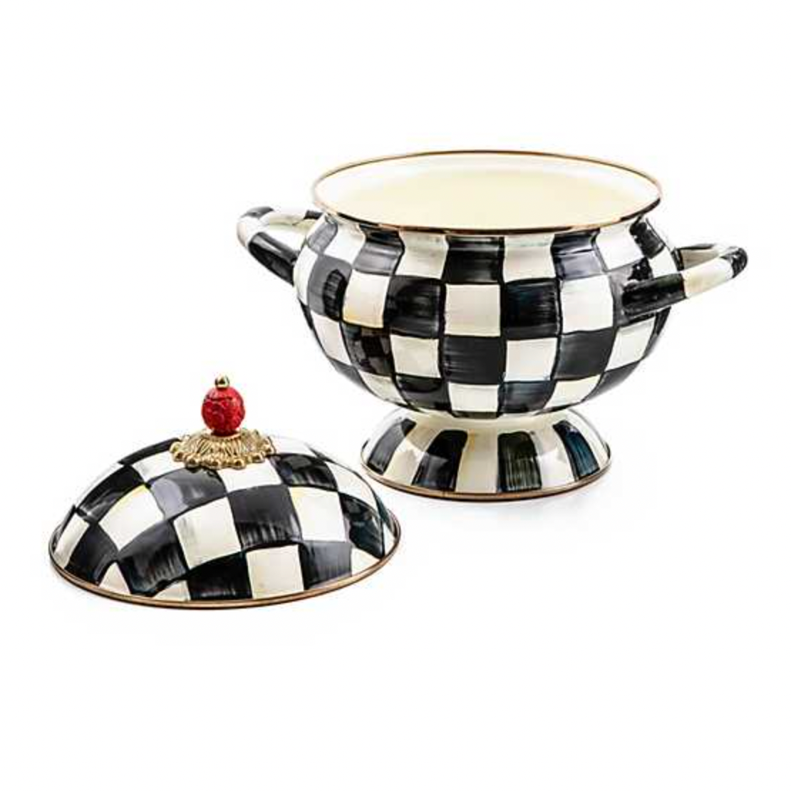 MacKenzie Childs Courtly Check Enamel Tureen