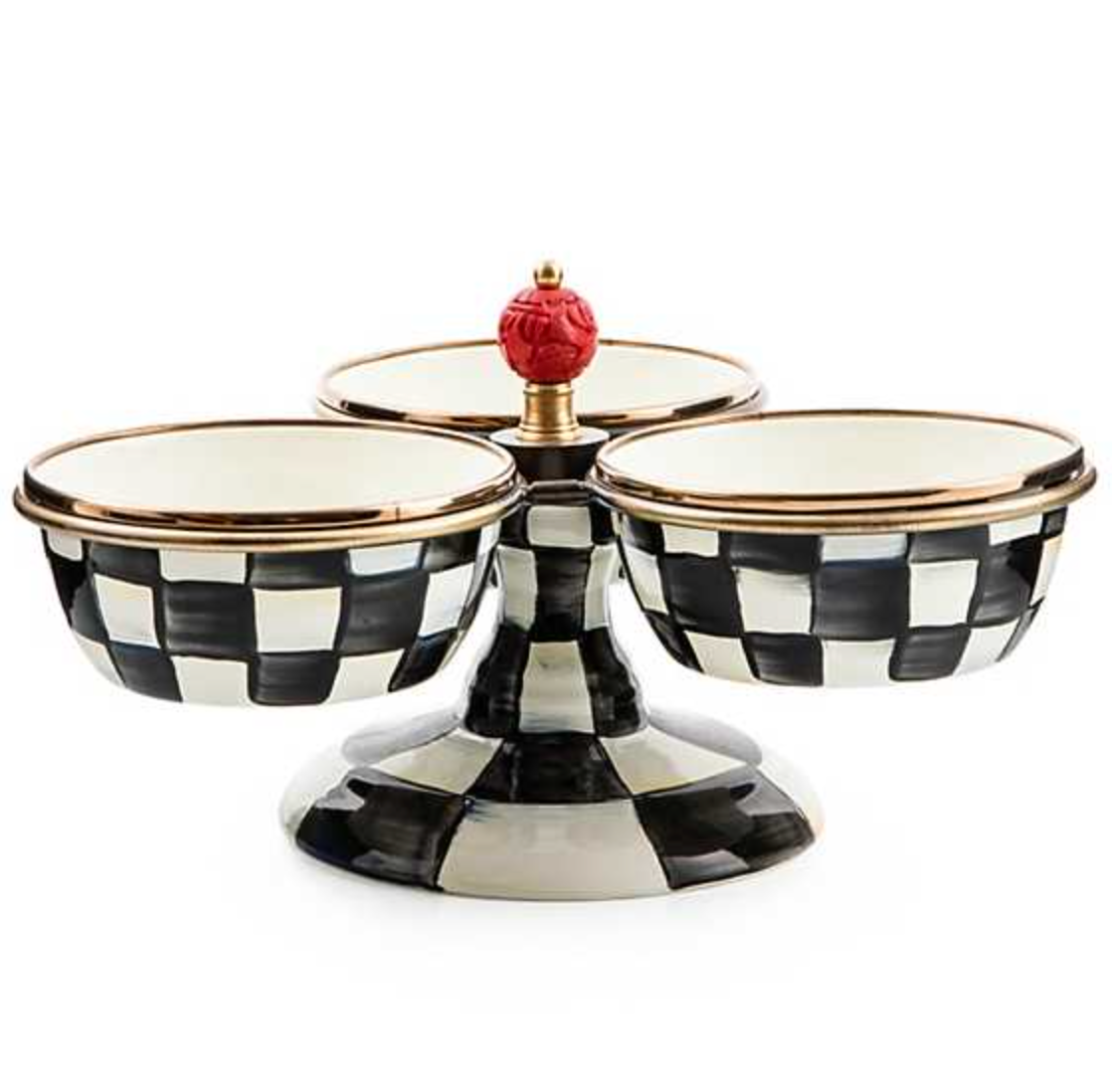 MacKenzie Childs Courtly Check Enamel Triplicity