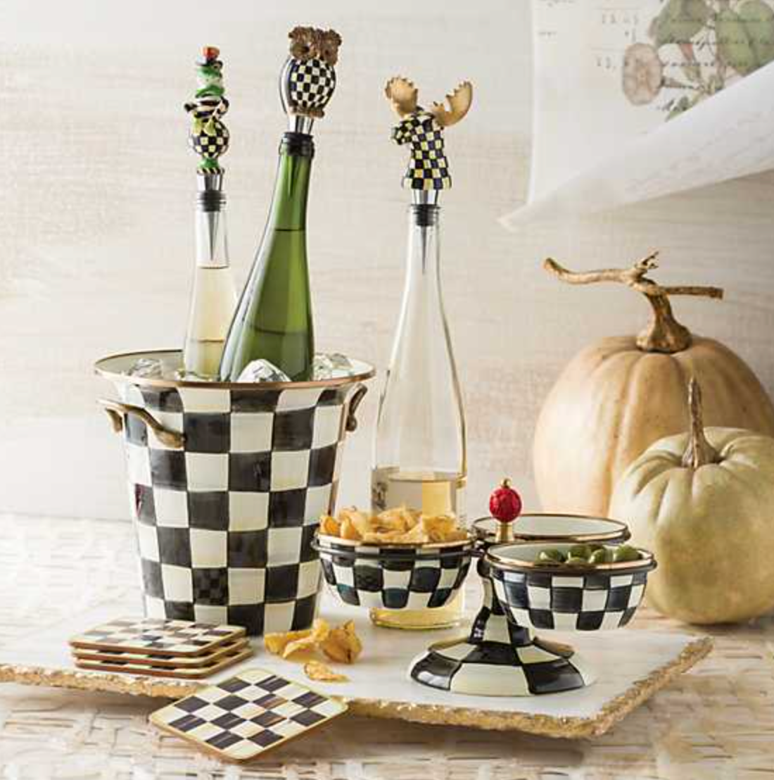 MacKenzie Childs Courtly Check Enamel Triplicity