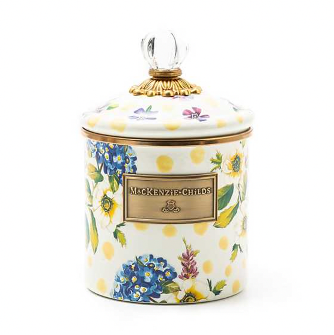 MacKenzie Childs Yellow Wildflowers Enamel Canister, Small
