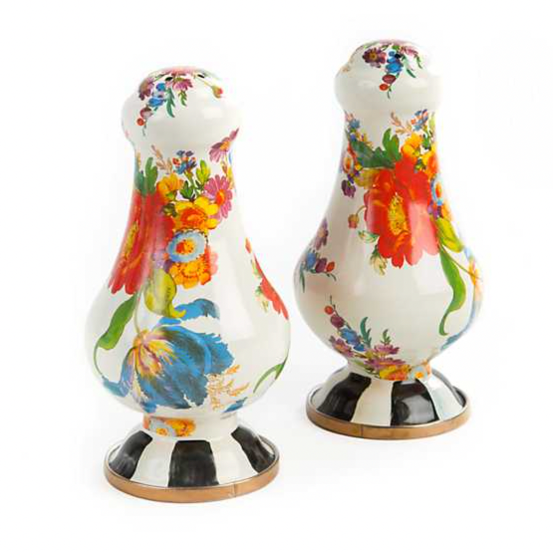 MacKenzie Childs Flower Market Enamel Large Salt & Pepper Shakers