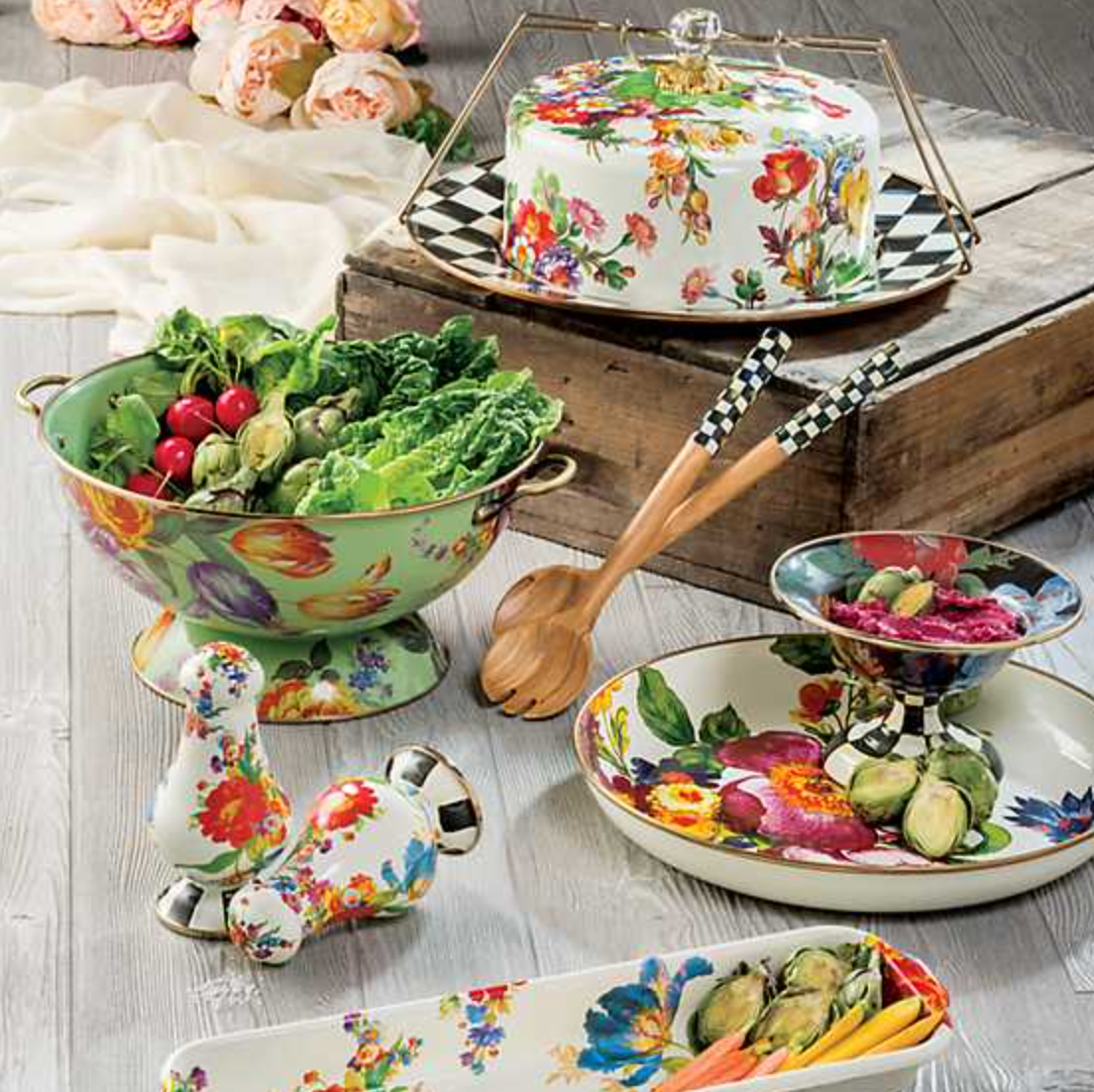 MacKenzie Childs Flower Market Enamel Cake Carrier