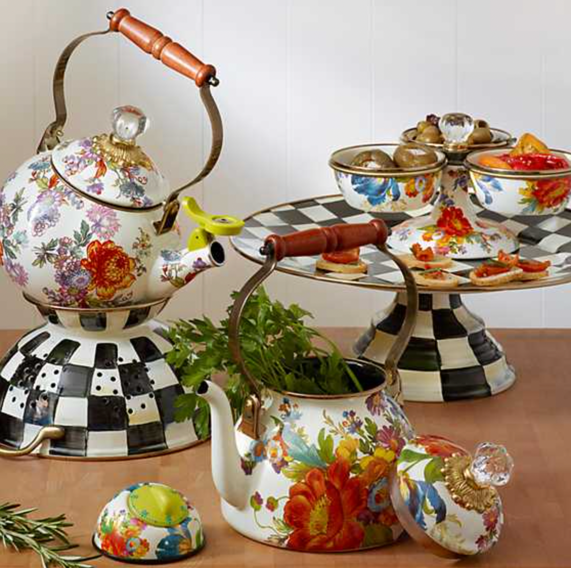 MacKenzie Childs Flower Market Whistling Tea Kettle - 2 Quart