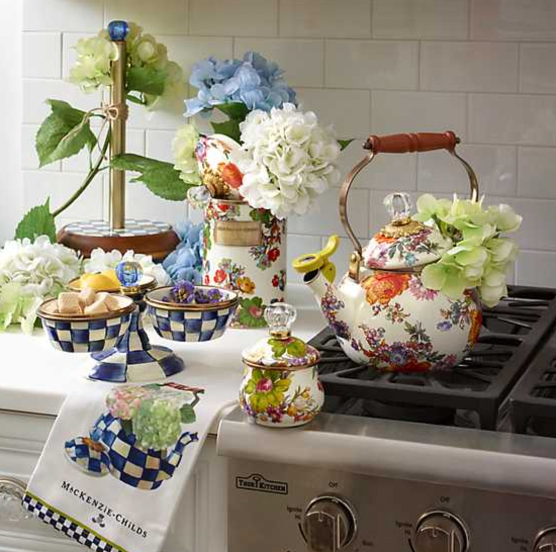 MacKenzie Childs Flower Market Whistling Tea Kettle - 2 Quart
