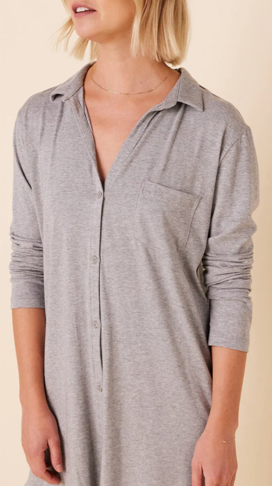 Classic Pima Knit Night Shirt, Gray