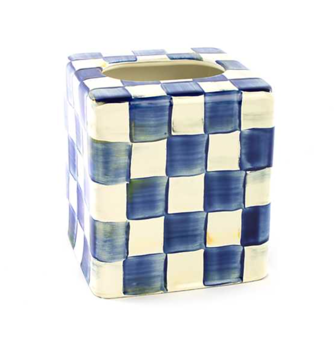 MacKenzie Childs Royal Check Enamel Boutique Tissue Box Cover