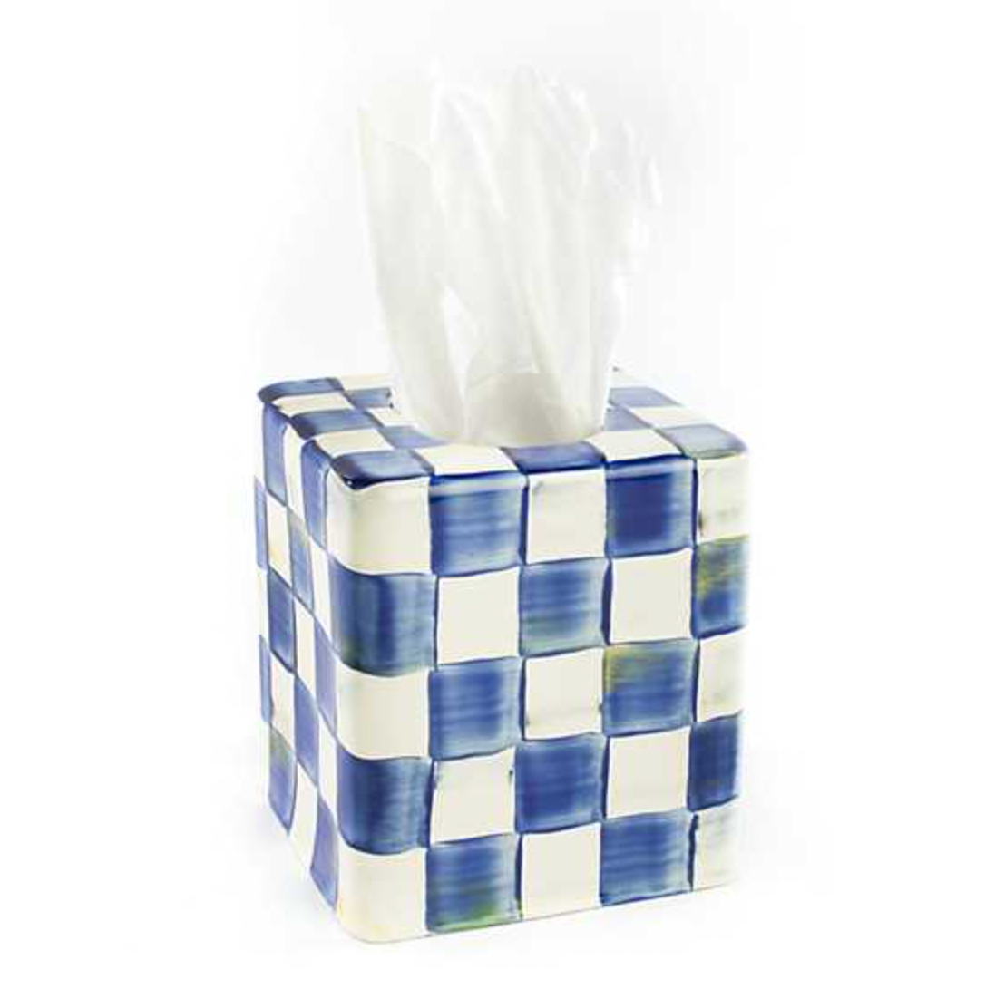 MacKenzie Childs Royal Check Enamel Boutique Tissue Box Cover