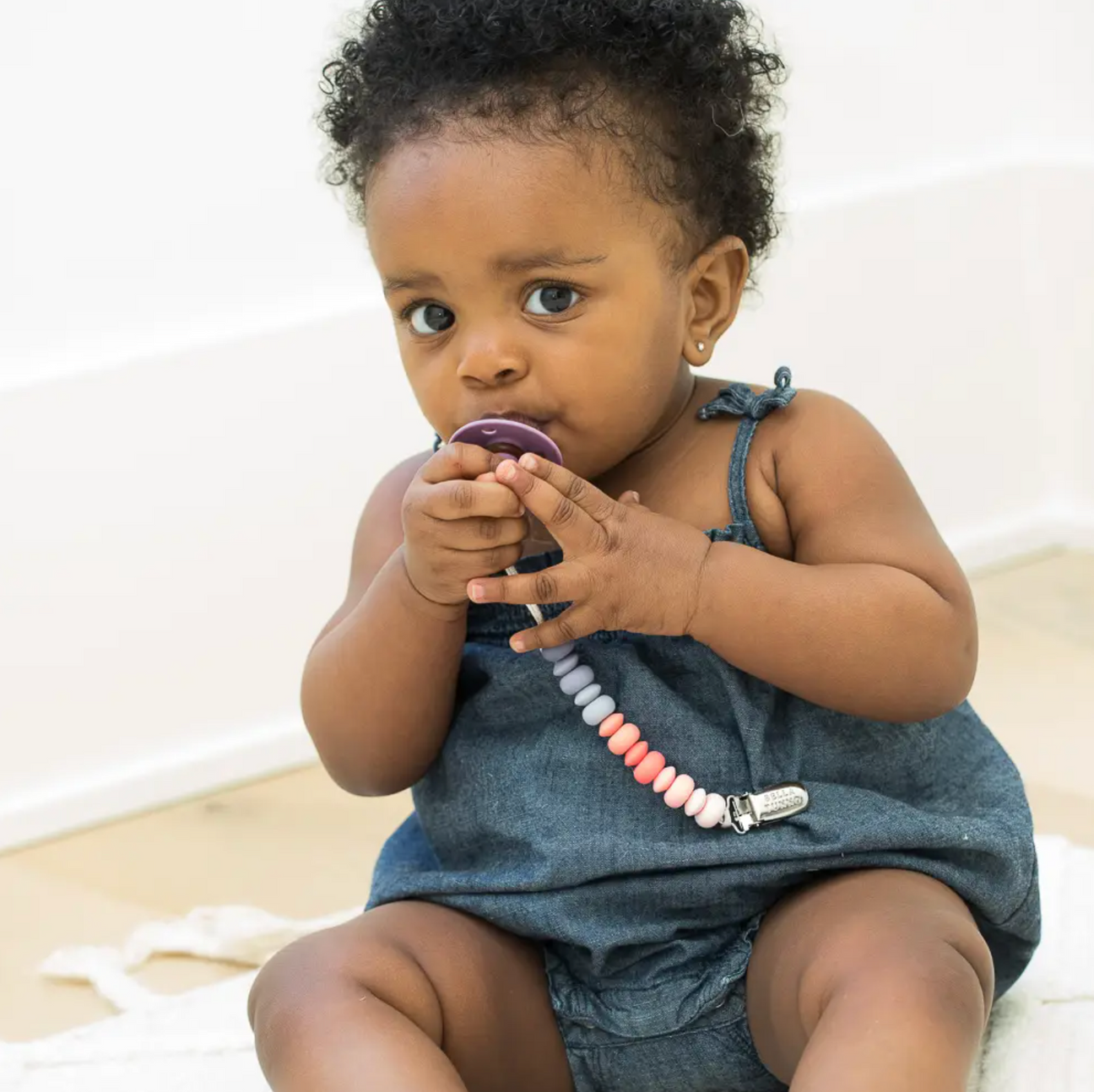 Bella Tunno Pink Multi Pacifier Clip