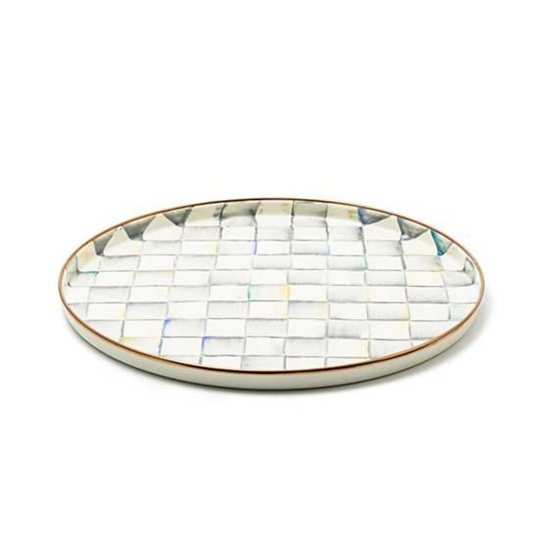 MacKenzie Childs Sterling Check Enamel Round Tray