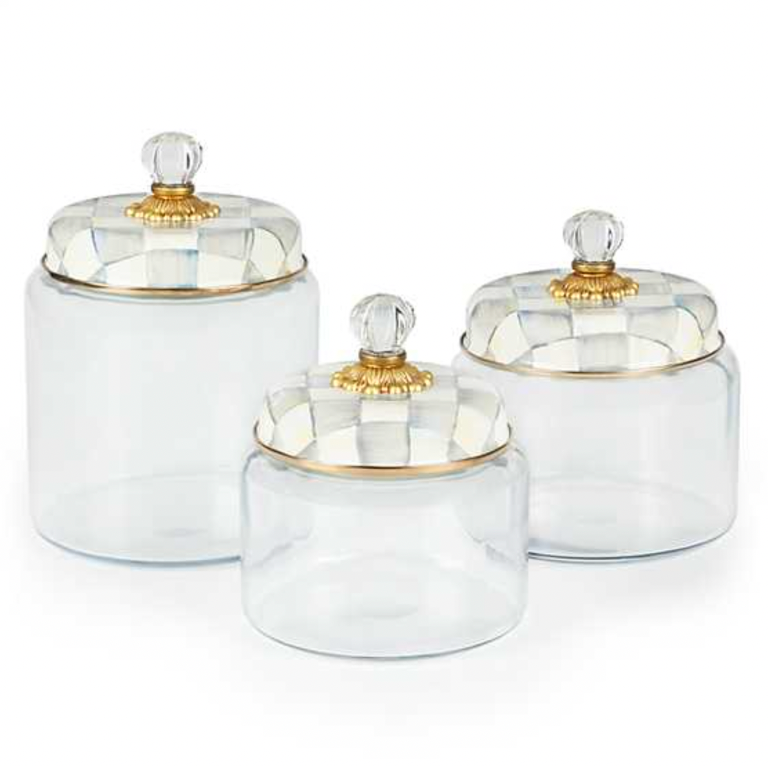 MacKenzie Childs Sterling Check Kitchen Canister - Large