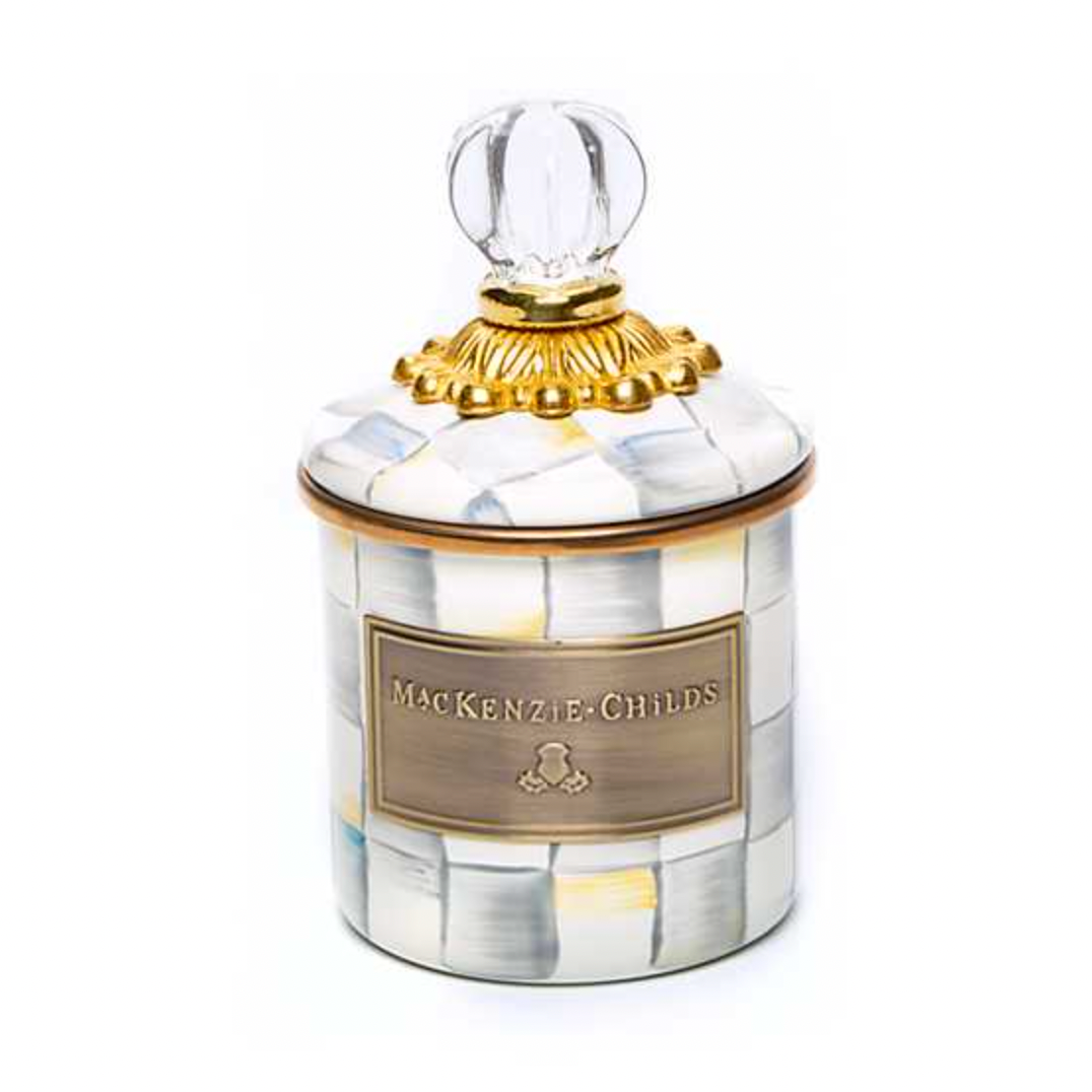 MacKenzie Childs Sterling Check Enamel Canister, Mini