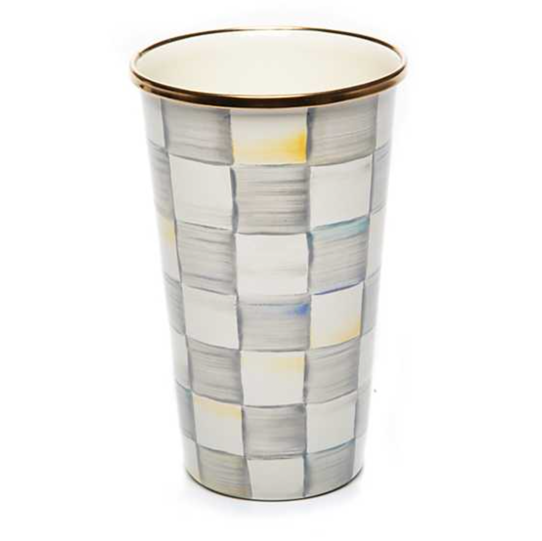 MacKenzie Childs Sterling Check Enamel Tumbler