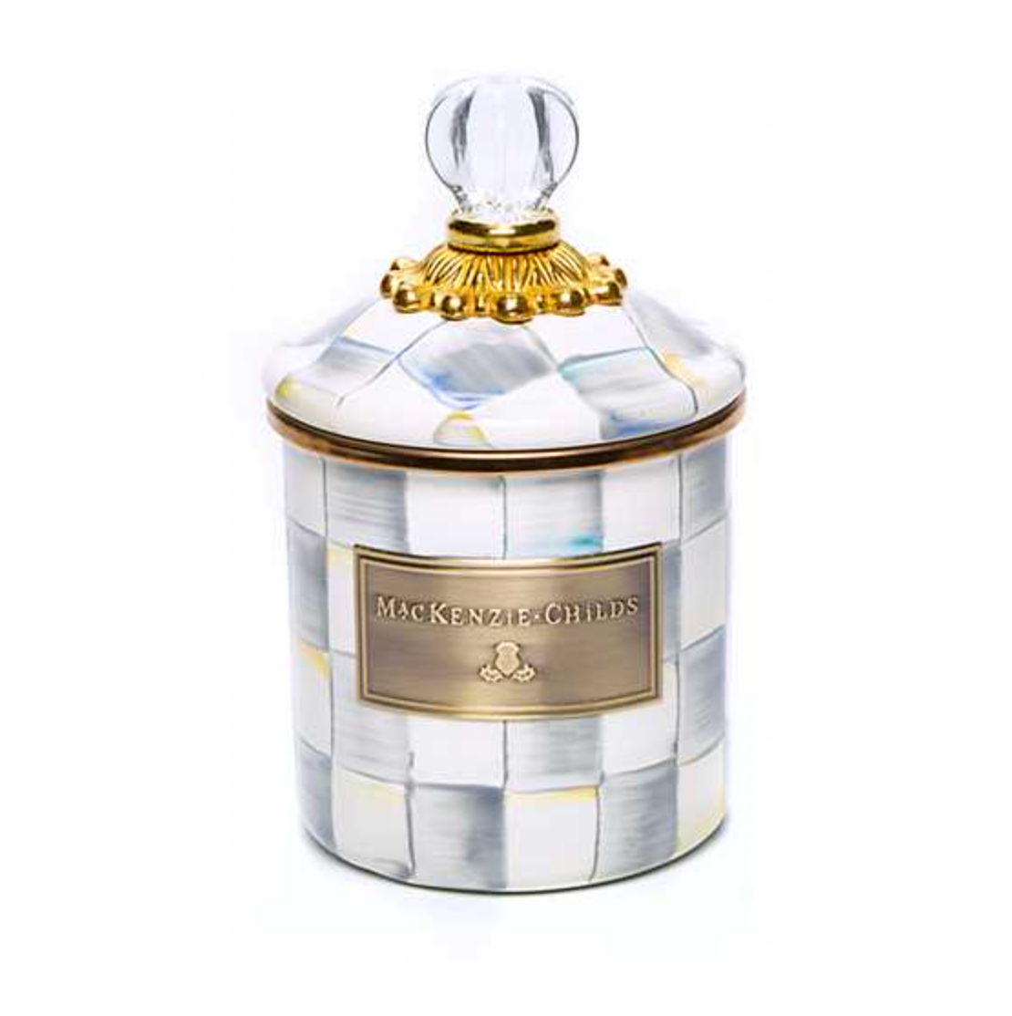 MacKenzie Childs Sterling Check Enamel Canister, Demi