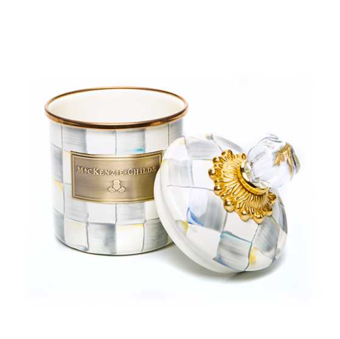 MacKenzie Childs Sterling Check Enamel Canister, Demi
