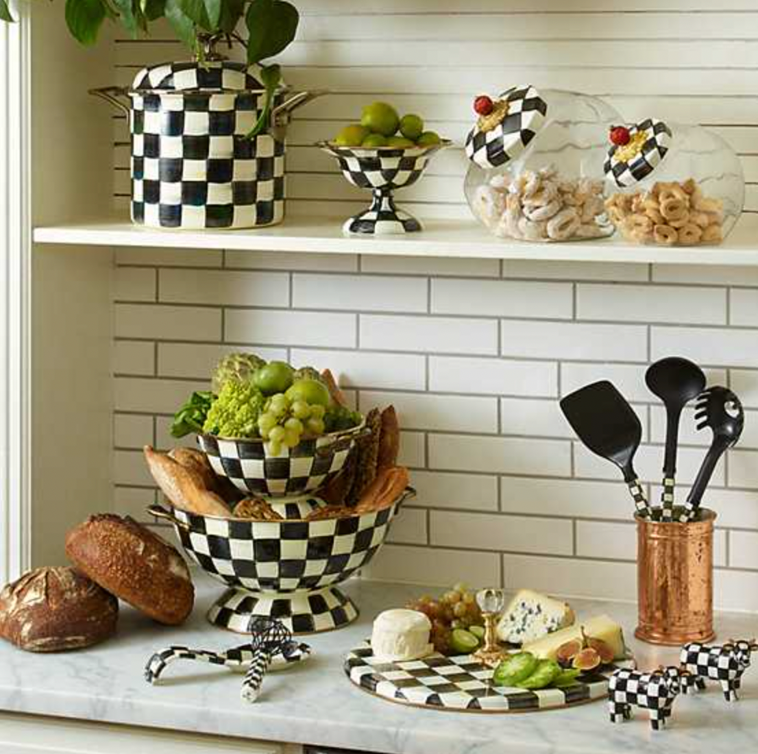 MacKenzie Childs Courtly Check Enamel Cheese Course