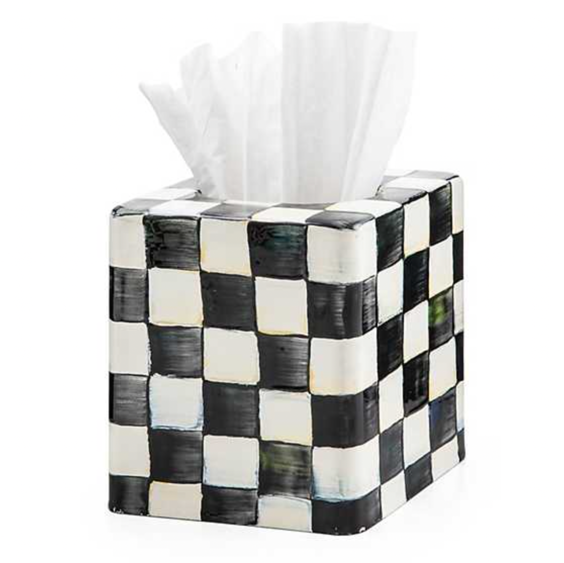 MacKenzie Childs Courtly Check Enamel Boutique Tissue Box Cover