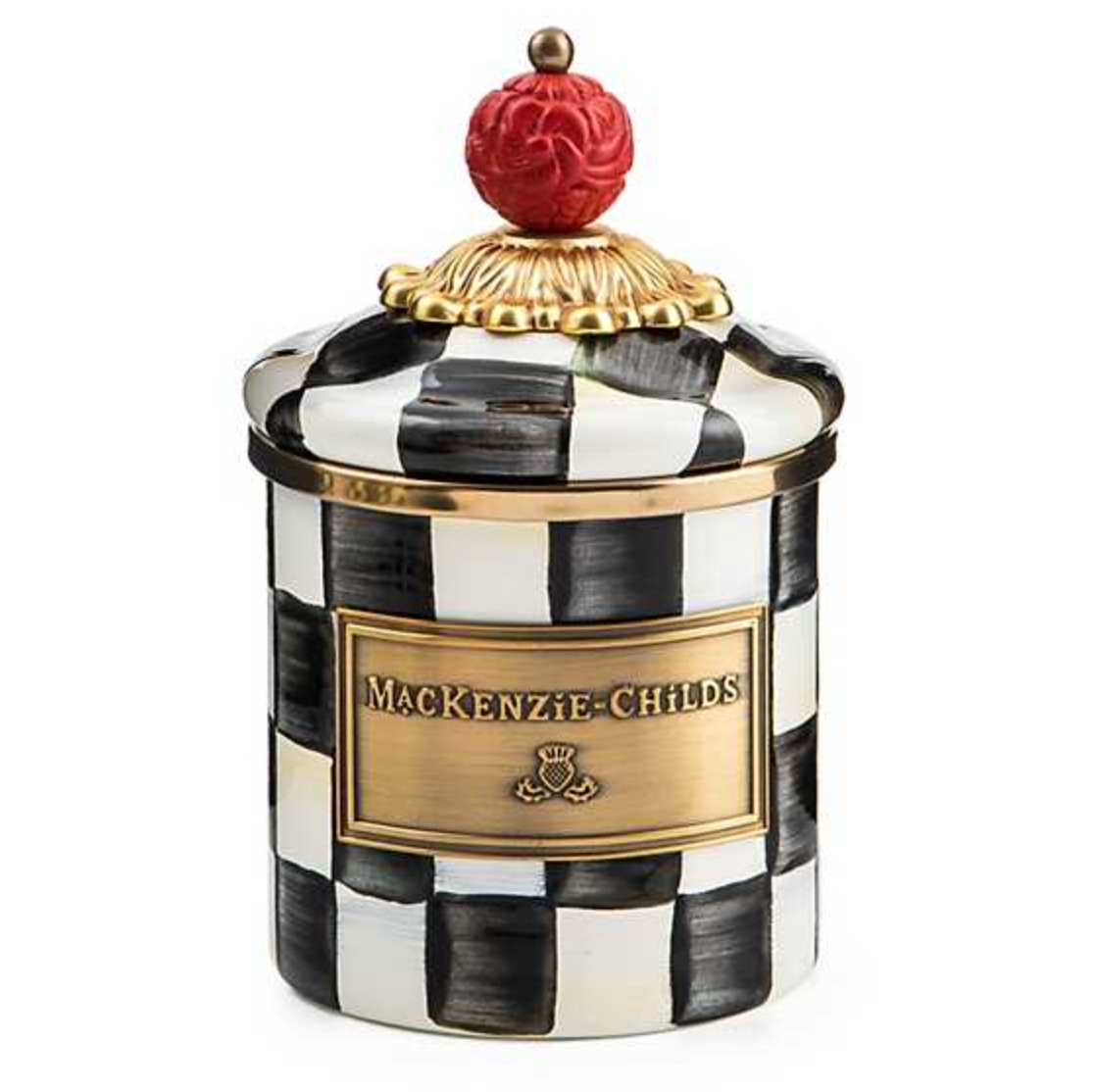 MacKenzie Childs Courtly Check Enamel Canister, Mini