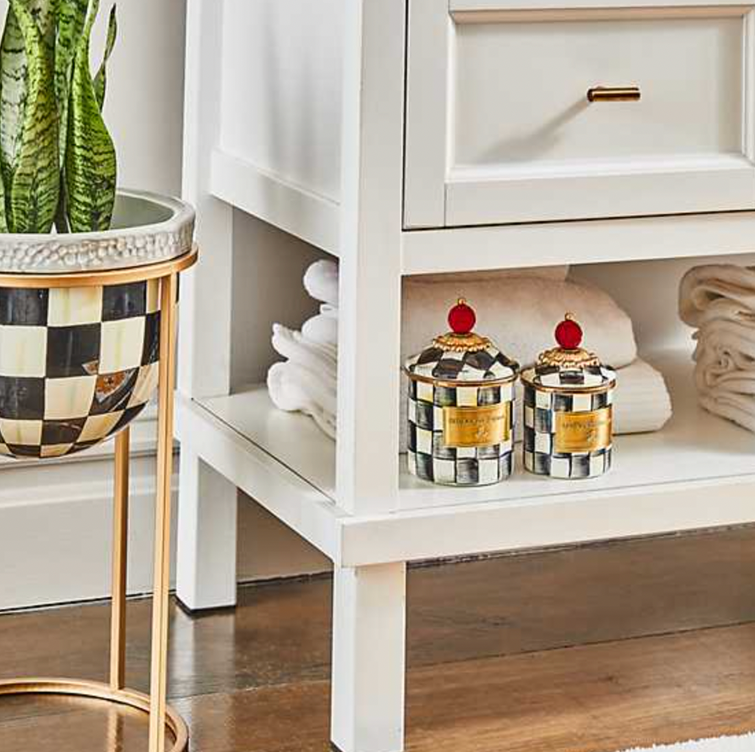 MacKenzie Childs Courtly Check Enamel Canister, Mini
