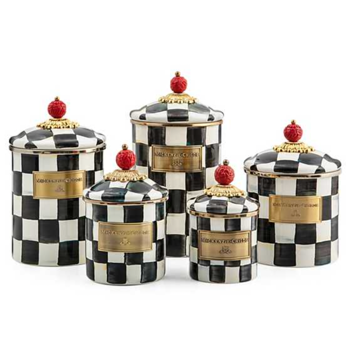 MacKenzie Childs Courtly Check Enamel Canister, Mini