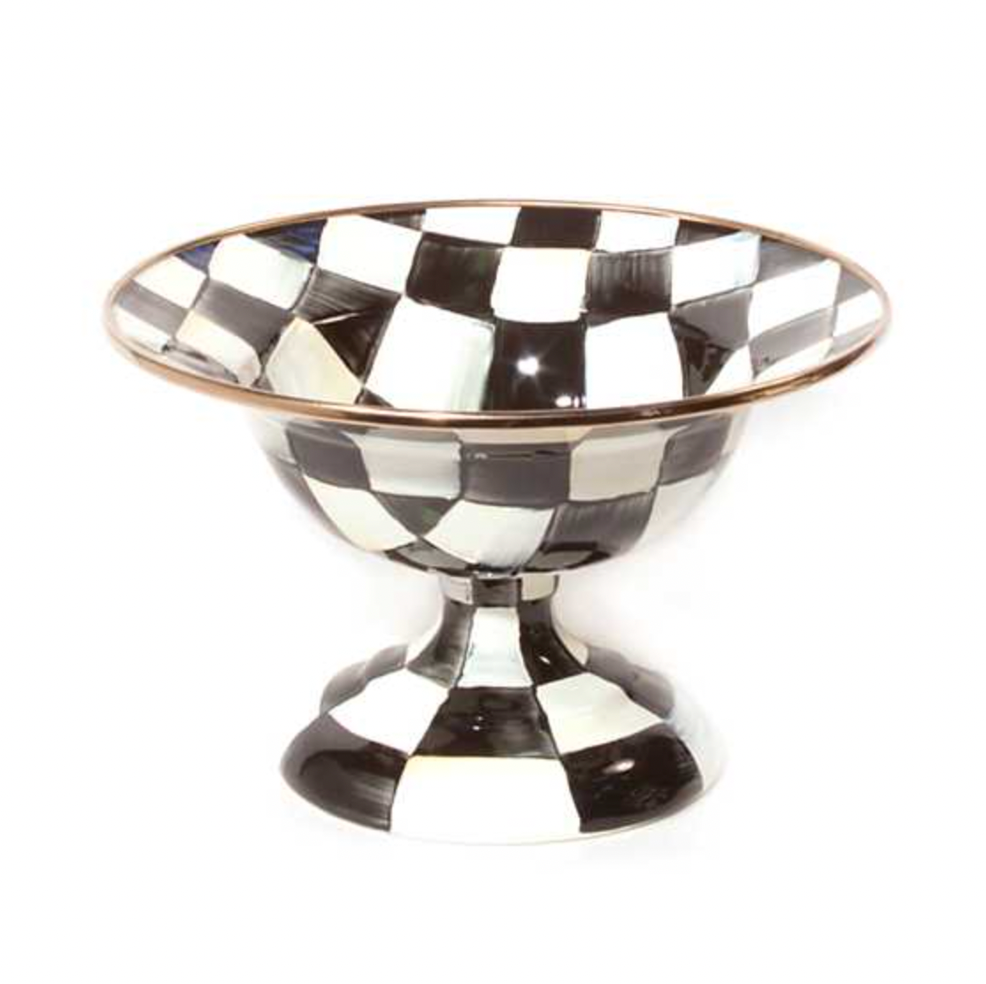 MacKenzie Childs Courtly Check Enamel Compote