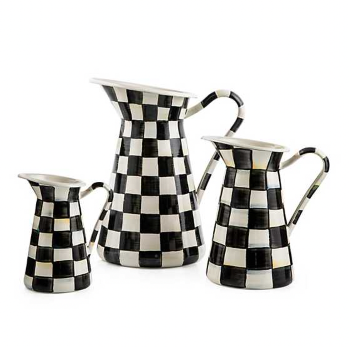 MacKenzie Childs Courtly Check Enamel Practical Pitcher