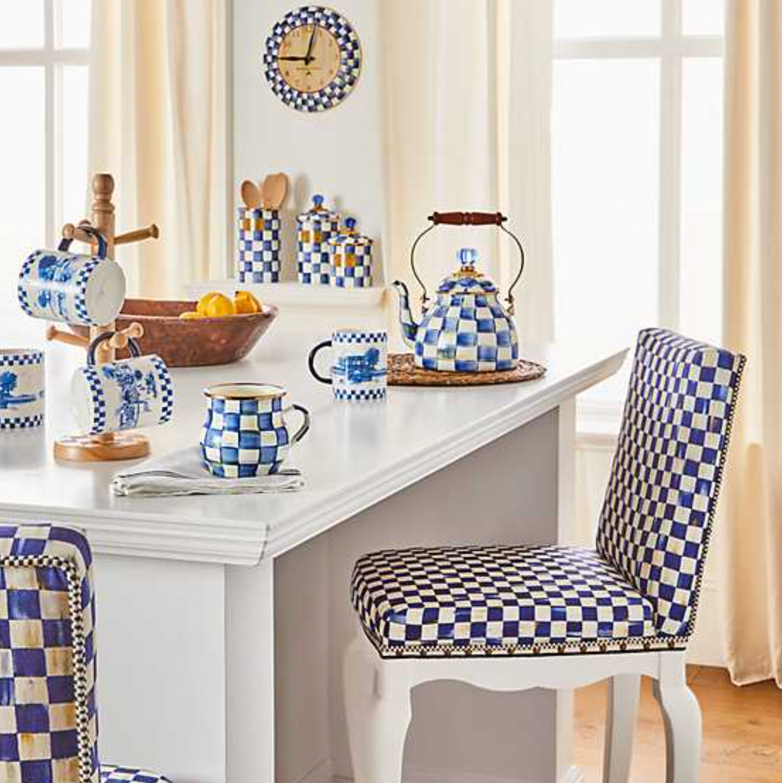 MacKenzie Childs Royal Check Enamel Mug