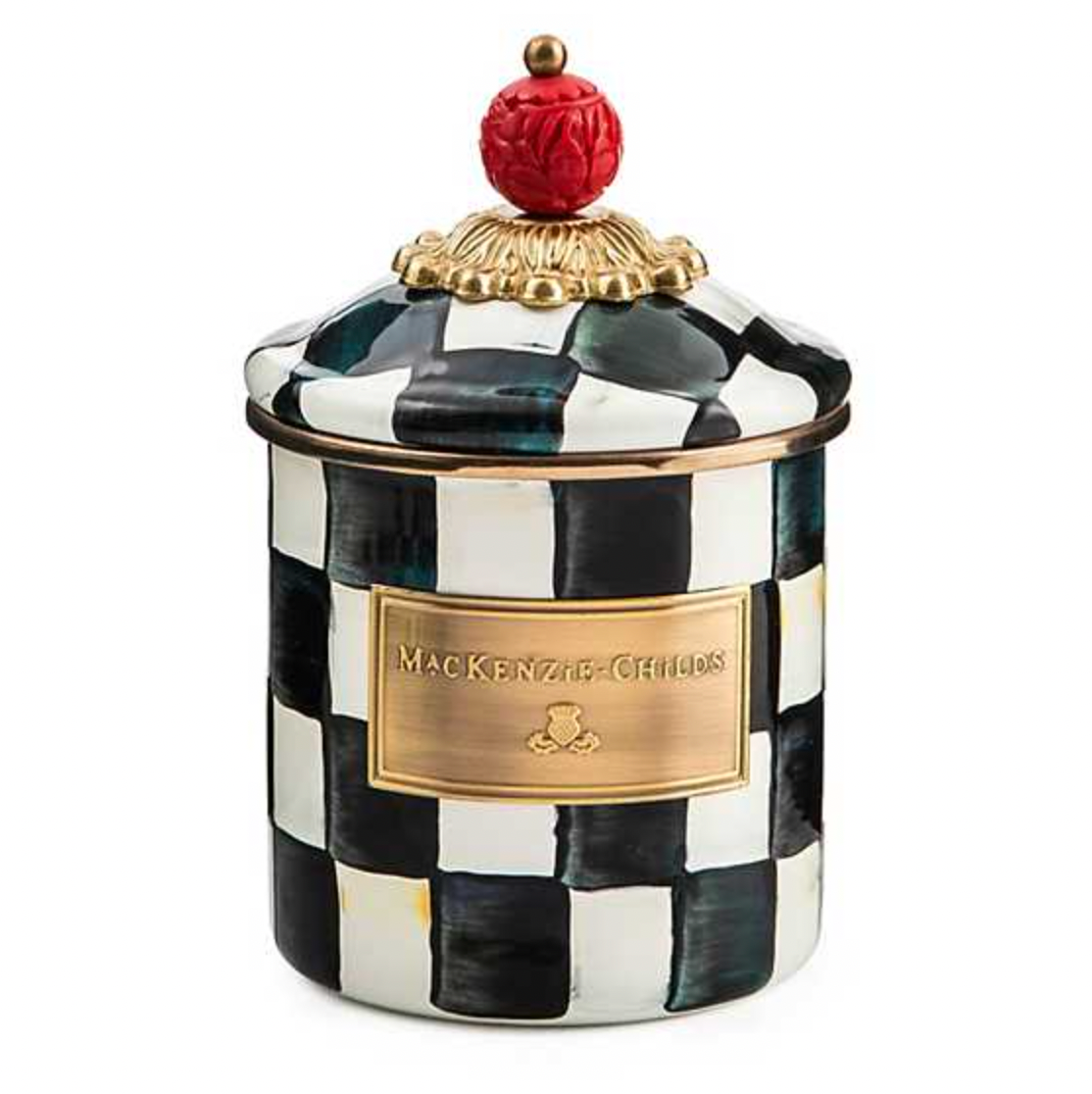 MacKenzie Childs Courtly Check Enamel Canister, Demi