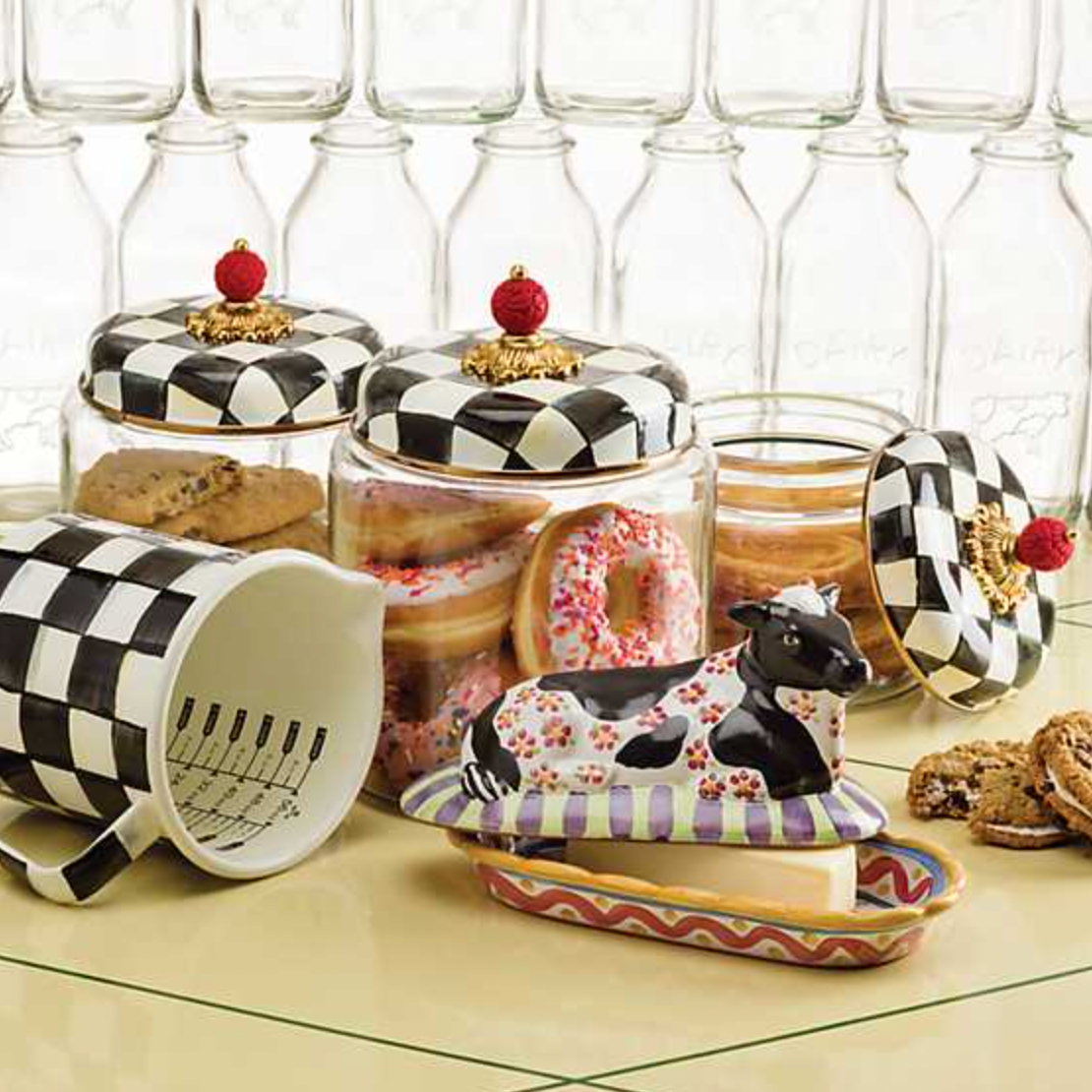 MacKenzie Childs Courtly Check Kitchen Canister, Medium
