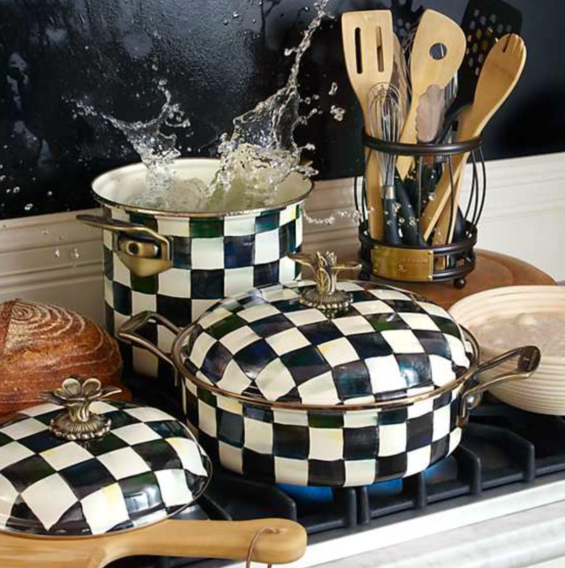 MacKenzie Childs Courtly Check Enamel Casserole