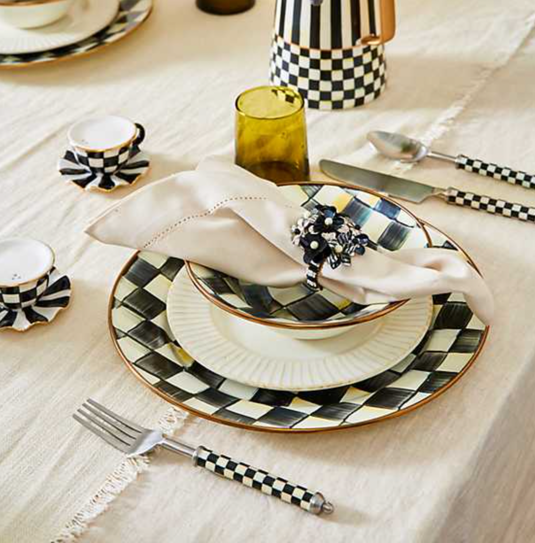 MacKenzie Childs Courtly Check Supper Club 3-Piece Place Setting