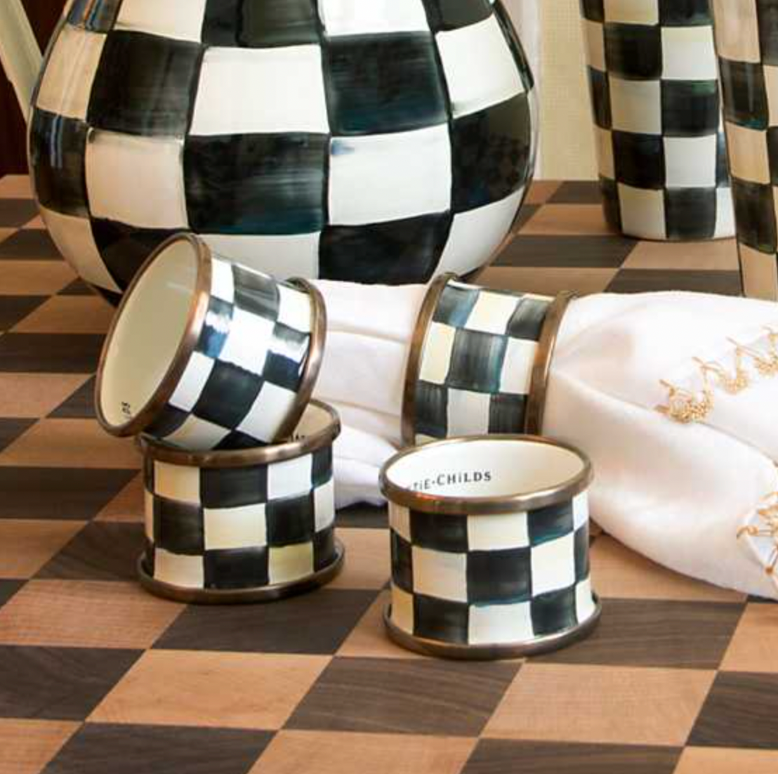 MacKenzie Childs Enamel Napkin Rings - Set of 4